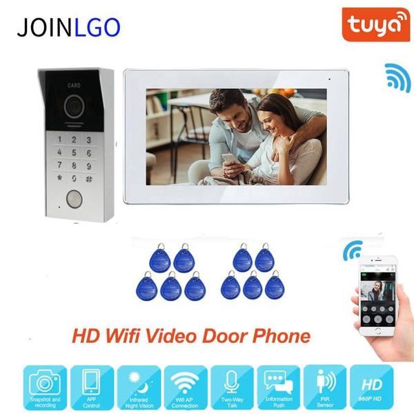 

video door phones 960p wifi ahd intercom phone doorbell system 1.3mp rfid code keypad camera 7" touch screen monitor tuya app unlock