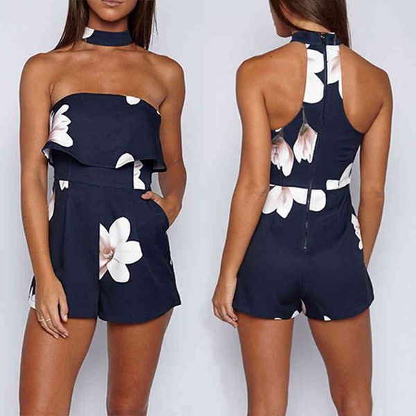 

casual dresses spring summer fashion women's knitted floral print slash collar playsuits, Black;gray