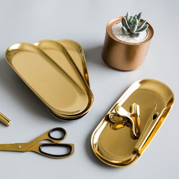 

kitchen storage & organization nordic stainless steel oval tray fruit sancks jewelry display plate organizer tools home decoration accessori