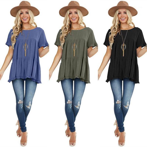 

women's t-shirt o neck simple pure color v short sleeve crop high street lady fashion women t shirt, White