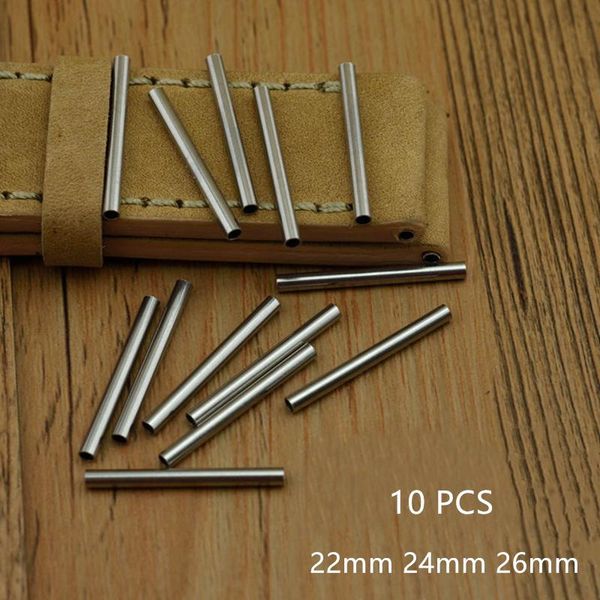

watch bands wholesale 10pcs/set 22mm 24mm 26mm metal stainless steel tube for pam rubber leather bracelet band strap accessories, Black;brown