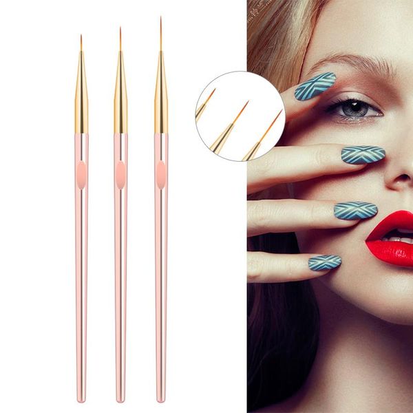

nail brushes 3pcs/set professional art pull pen manicure dotting drawing flower design round head salon potherapy gel, Yellow