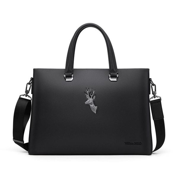

williampolo men's bag leather 100% lapfashion briefcase for documents organizer handbags portfolio backpack