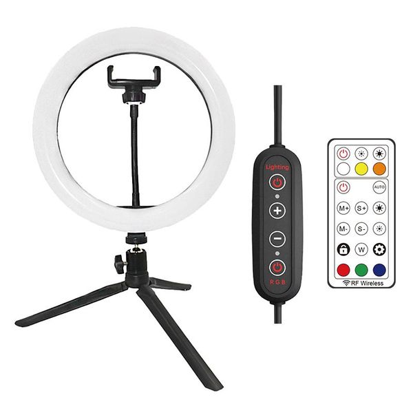 

flash heads 10 inch rgb led ring fill light selfie dimmable colorful po lamp clip with tripod for makeup live youtube pography