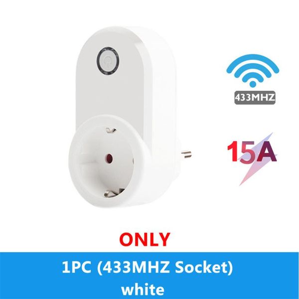 

smart power plugs 15a 433mhz 8 key wireless remote control socket plug outlet adaptor eu/fr wall rf electrical switch home led lamp