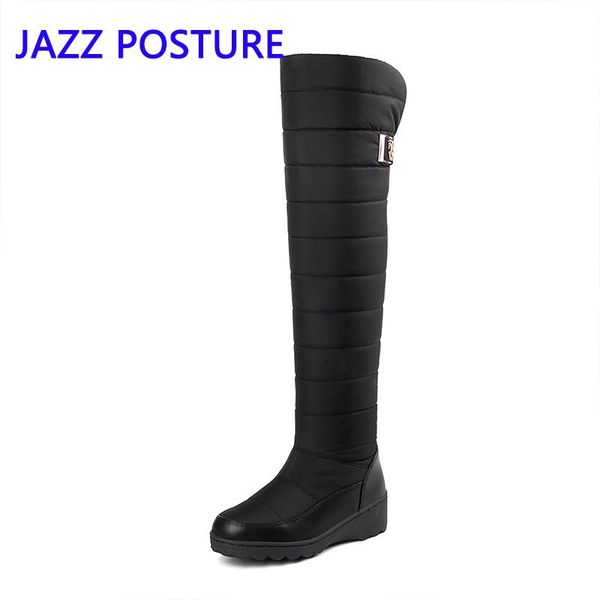 

boots large size 35-44 2021 russian winter children warm knee high fluff ladies fashion thigh snow shoes q276, Black
