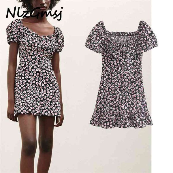 

dress woman summer print mini women elegant robe chic bow clothing vintage casual 05 210628, Black;gray