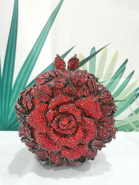 

evening bags xiyuan women red/blue rhinestone rose clutch purse wedding crystal bridal party cocktail diamond handbag