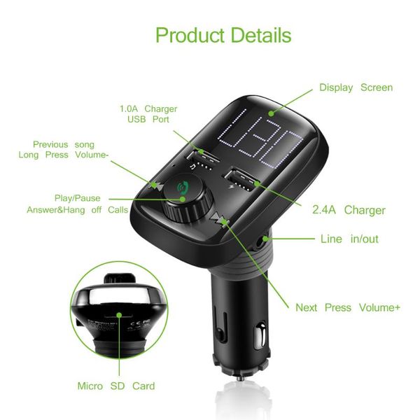 

bluetooth car mp3 player music for onever bt74 fm transmitter handsradio & mp4 players