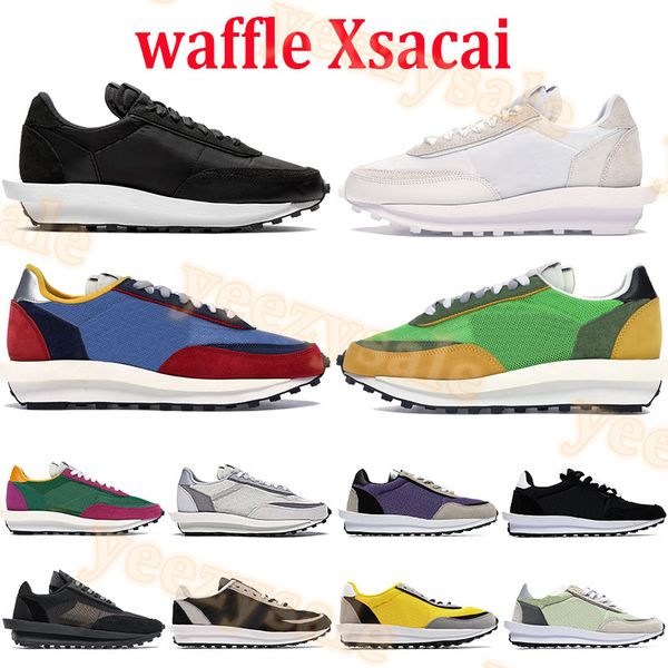 

newset ld waffle xsacai running shoes black white nylon blue pine green multi gold yellow red purple men women trainers sports outdoor sneak