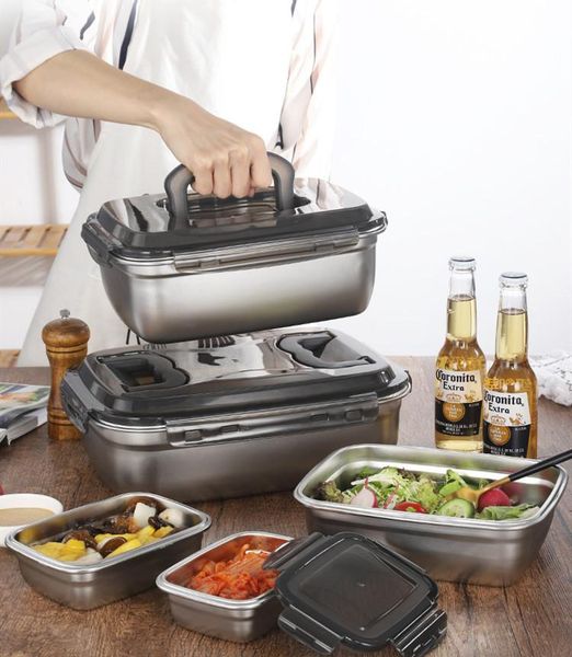 

storage bottles & jars 304 stainless steel food container bento box kitchen items lunch organizer refrigerator accessories oven