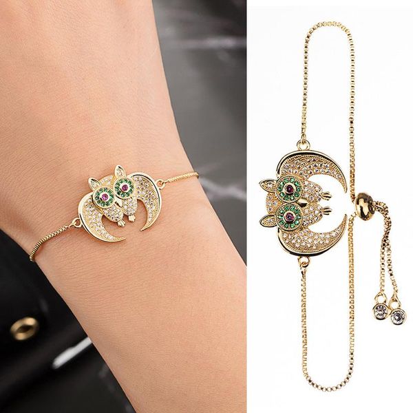 

link, chain women rhinestone inlay alloy bracelet adjustable bird shape cuff bracelets m8694, Black