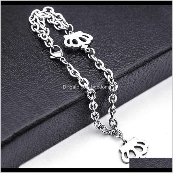 

other bracelets jewelry drop delivery 2021 hip hop stainless hollow chain bracelet simple and exaggerated crown chaoren womens titanium stee, Golden;silver
