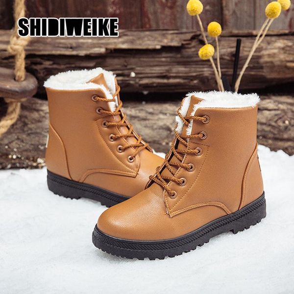 

boots fashion ankle 2021 winter women shoes pu leather comfortable warm v837, Black