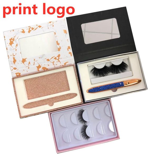 

false eyelashes wholesale eyelash empty box lashes case packaging print logo five pairs or one pair with eyeliner