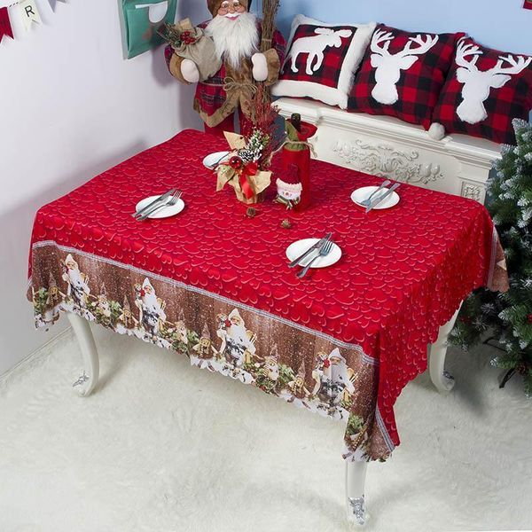 

table cloth cartoon printing santa polyester cover waterproof antifouling year christmas decoration reusable tablecloth 150x180cm
