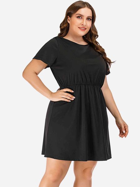 

plus size dresses hy863022# large loose summer casual solid color fashion
