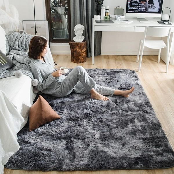 

carpets nordic grey tie-dye gradient carpet for home living room bedroom decor soft motley plush fluffy shaggy floor mat kid