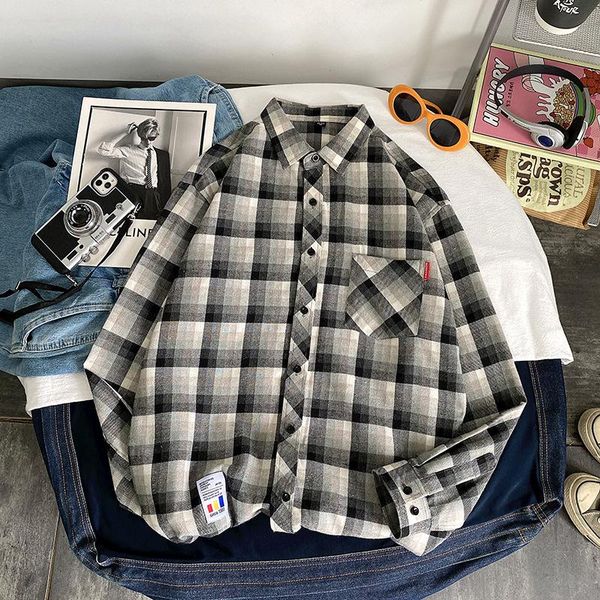 

men's casual shirts japanese retro long sleeve printed shirt classic harajuku style fashion hawaii beach, White;black