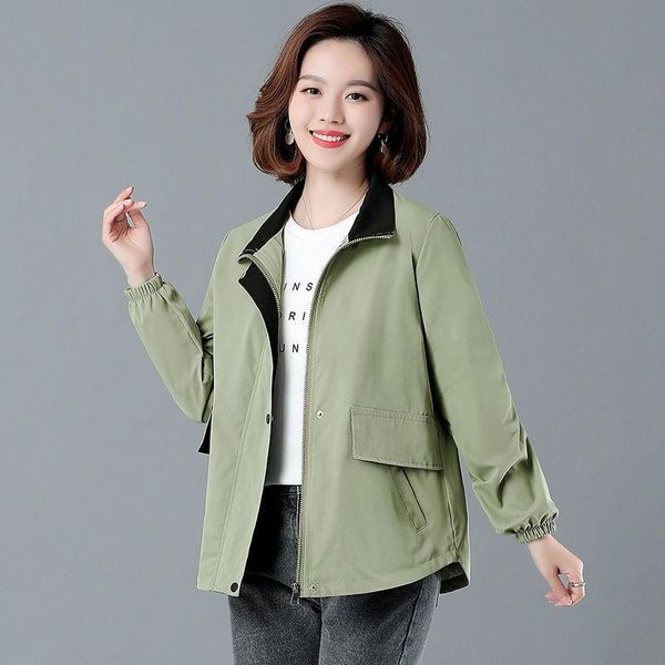 

women's jackets women 2021 spring autumn fashion solid color short female stand collar loose coats ladies casual pockets outerwear w234, Black;brown