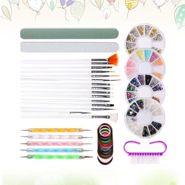 

nail art kits 1 set tool kit brush file drill tray rhinestones for womem girls