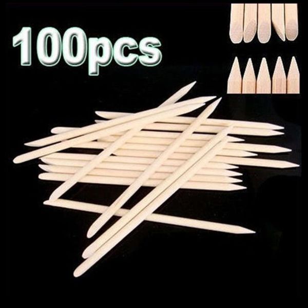 

nail art equipment 100 pieces orange wood sticks cuticle stick for pusher remover manicure pedicure double sided, Silver