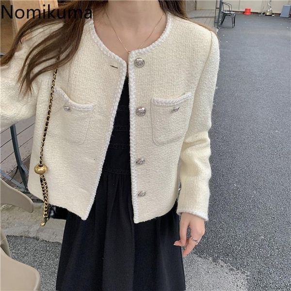 

women's jackets nomikuma french style elegant women single breasted long sleeve arrival o neck korean chic coats ropa mujer, Black;brown