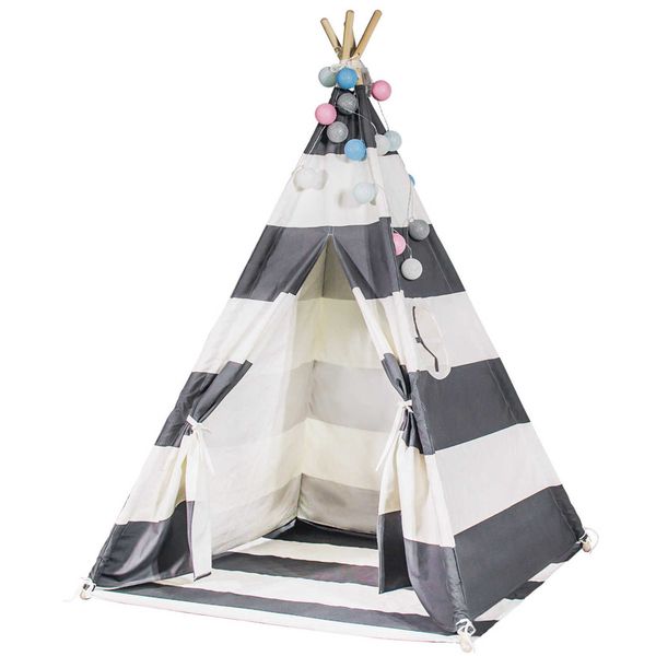 

straight indoor children tent game house indian stripe foldable, Blue