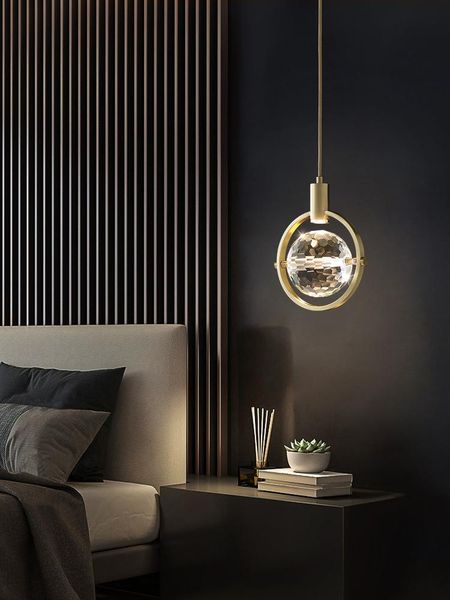 

wallpapers crystal chandelier post-modern light luxury bedroom bedside small droplight restaurant bar personality long line