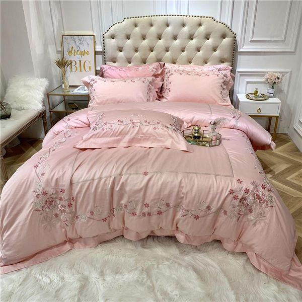 

bedding sets luxury egypt cotton elegant flower set embroidery silky duvet cover bed sheet pillowcases  size 4pcs king