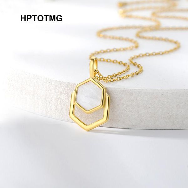 

chains white opal geometric pendant necklaces for women men gold silver plated 2021 fashion neck's charm chain party jewelry gifts
