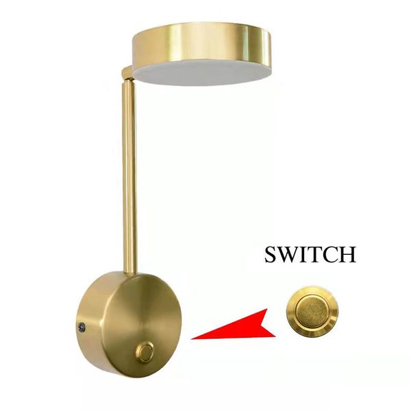 

wall lamp nordic led gold with switch 7w/9w light bedroom living room aisle study reading sconces