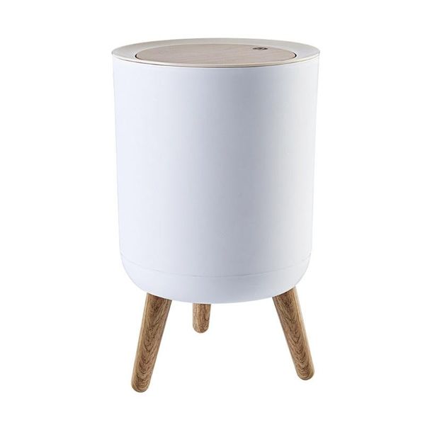 

waste bins creative wooden trash can with lid press garbage rubbish bin high foot container organizer bathroom kitchen m6ce