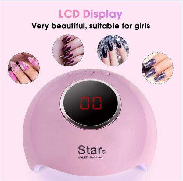 

star6 nail dryer led uv lamp mini usb for manicure lcd display drying all gels polish nails art tools 36w 60pcs