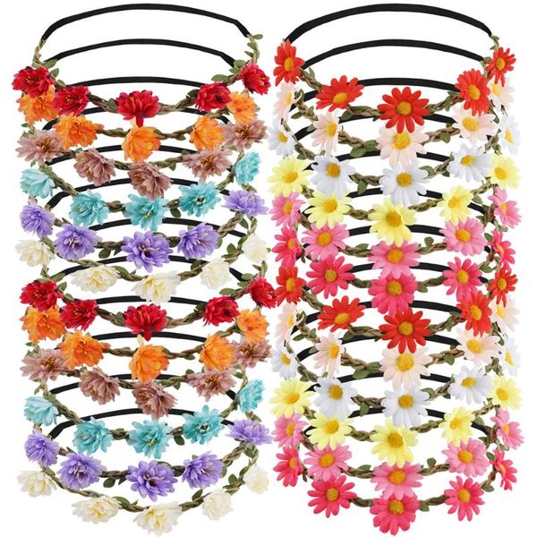

decorative flowers & wreaths 24pcs multicolor flower crown headband bridal hair wreath garland festivals floral with ribbon for women girl w