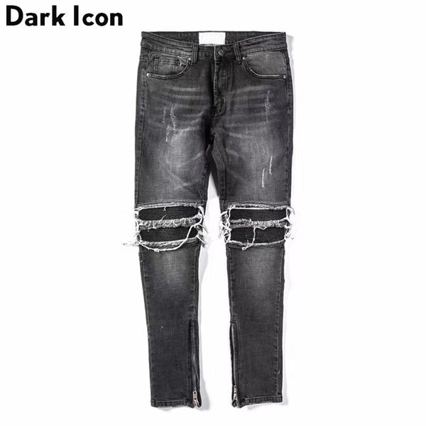 ICONA SCURA Jeans da uomo a pieghe sul ginocchio Pantaloni da moto in denim da strada da uomo a figura intera 211111