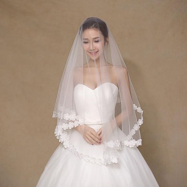 

bridal veils 2021 in stock flower lace edge veil 1.5m length wholesale wedding for store, Black