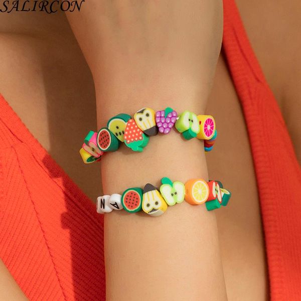 

beaded, strands cute sweet colorful fake fruit letter angel bracelets bangles women girls fashion handmade beaded bracelet on hand jewelry, Black
