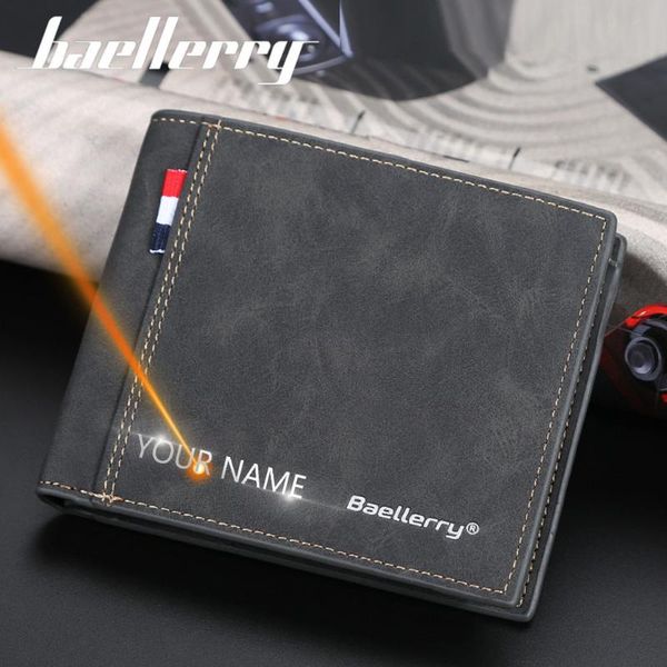 

wallets 2021 fashion men name engraving card holder short male purse pu leather wallet for, Red;black