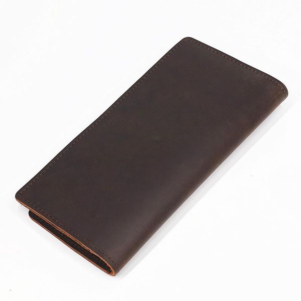 

genuine leather men wallet male vintage handmade long slim thin wallets purse card holder carteira, Red;black