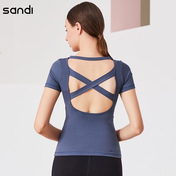 

women straps fitness yoga shirts high stretchy sports tank slim fit workout with removable pads clothing outfit