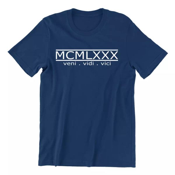 

MCMLXXI Veni Vidi Vici Roman Numerals - Mens 50th Birthday T Shirt 1971 Gift Tee, White;black
