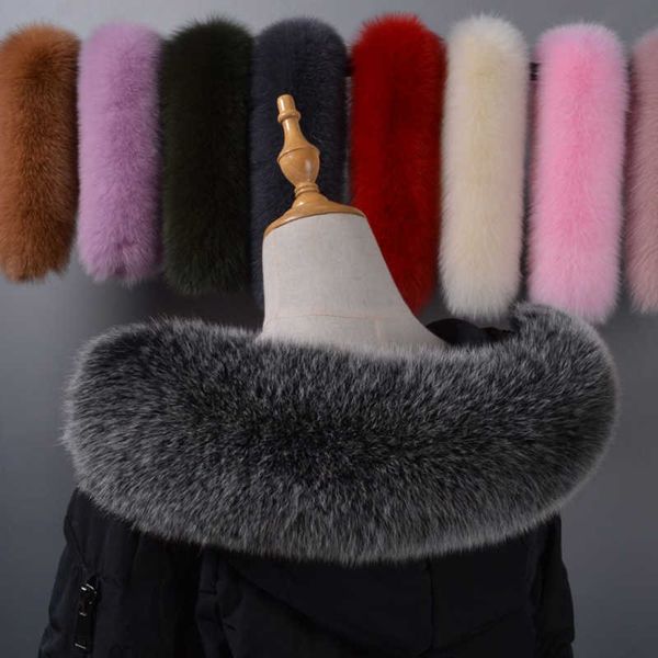 100% реальная лисица воротник шарф пальто шляпа воротник зима роскоши многоцветные большие лисицы кожи шарф женский теплый вырез теплый шарф шаль H0923
