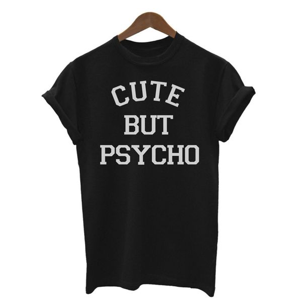 

fashion t-shirts cut but psycho women's short sleeve round neck, White
