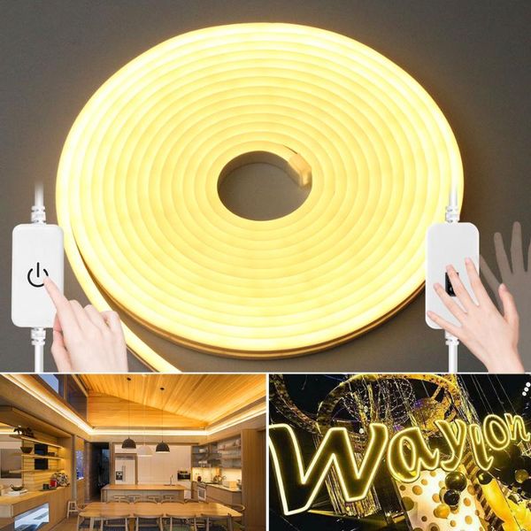 

strips dc 12v led strip light waterproof smd 2835 flexible neon rope lights with hand sweep sensor dimmable for home decoration