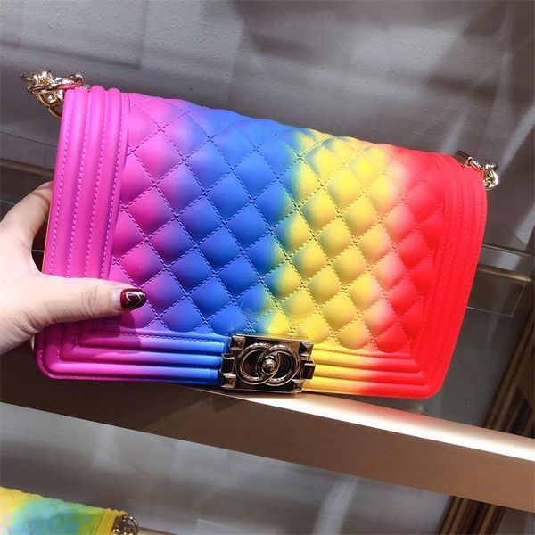 

american chain shoulder gradient european diagonal jelly bag thick and small lady square diamond strap color lrvbg