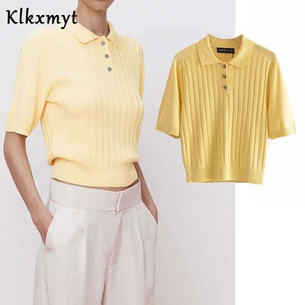 

klkxmyt za women fashion artificial jewelry buttons knitting sweaters woman vintage short sleeve female pullover 210527, White;black