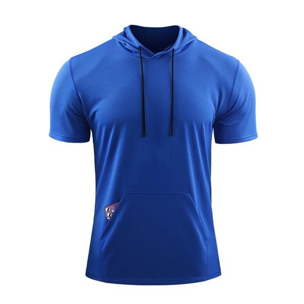 

men's t-shirts mens fitness quick dry t-shirt male loose short-sleeved pocket breathable hooded large size, White;black