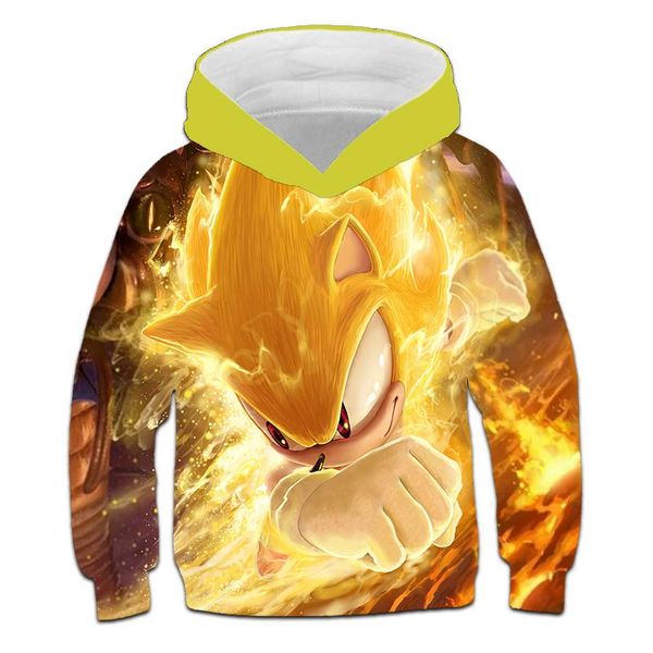 

hoodies & sweatshirts children clothing 2021 spring and autumn sonic hoodie sweatshirt fashion baby kids boys girls clothes cartoon 3d long, Black