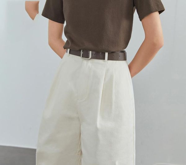 

women's shorts all-match women loose brief femme casual summer vintage belt half pants, White;black